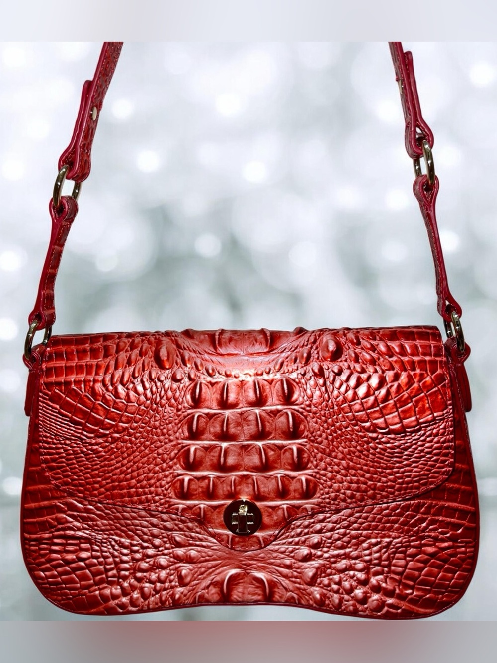 NWT Brahmin Leather NERIDA Small Shoulder Bag, Red Embrace Ombre Melbourne